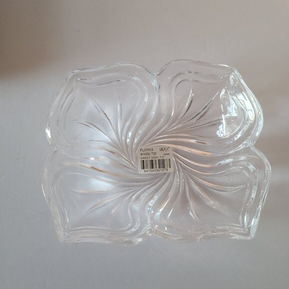 MIKASA FLORES CLEAR CRYSTAL CANDY/SWEET DISH/ JAPANDI ELEGANCE - Picture 2 of 7